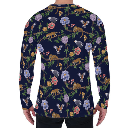 Eagle And Jaguar Pattern Print Men's Long Sleeve T-Shirt