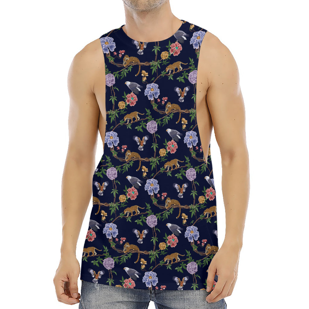 Eagle And Jaguar Pattern Print Men's Muscle Tank Top