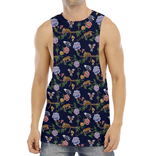 Eagle And Jaguar Pattern Print Men's Muscle Tank Top