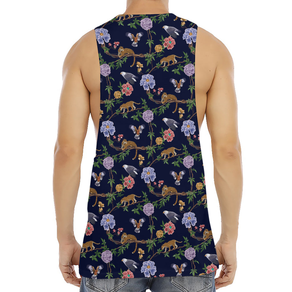 Eagle And Jaguar Pattern Print Men's Muscle Tank Top