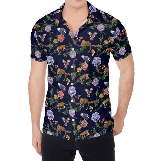 Eagle And Jaguar Pattern Print Men's Shirt