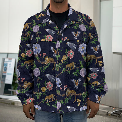 Eagle And Jaguar Pattern Print Men's Shirt Jacket