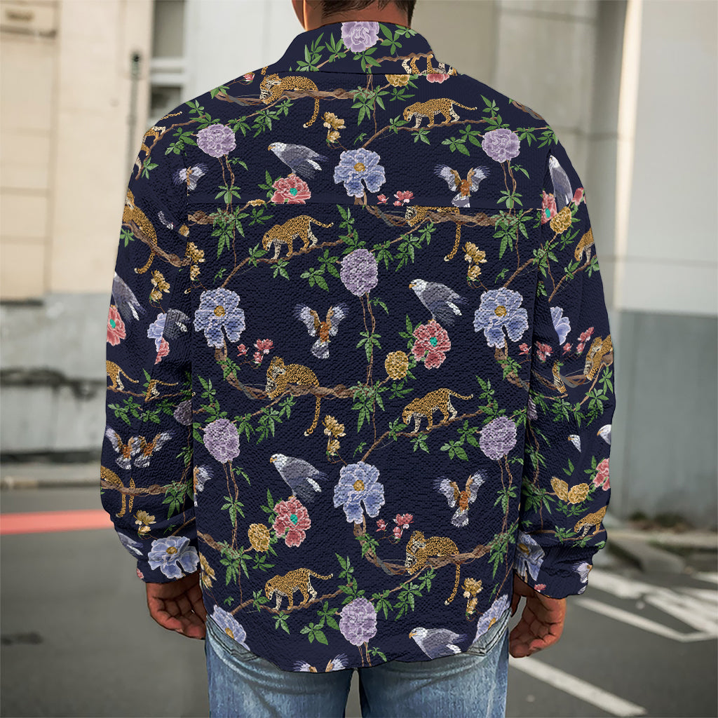 Eagle And Jaguar Pattern Print Men's Shirt Jacket