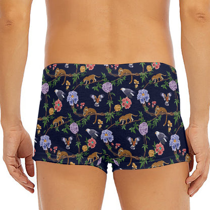 Eagle And Jaguar Pattern Print Men's Short Boxer Briefs
