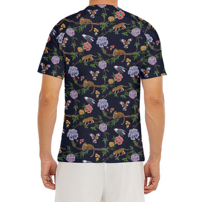 Eagle And Jaguar Pattern Print Men's Short Sleeve Rash Guard