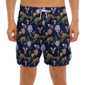 Eagle And Jaguar Pattern Print Men's Split Running Shorts