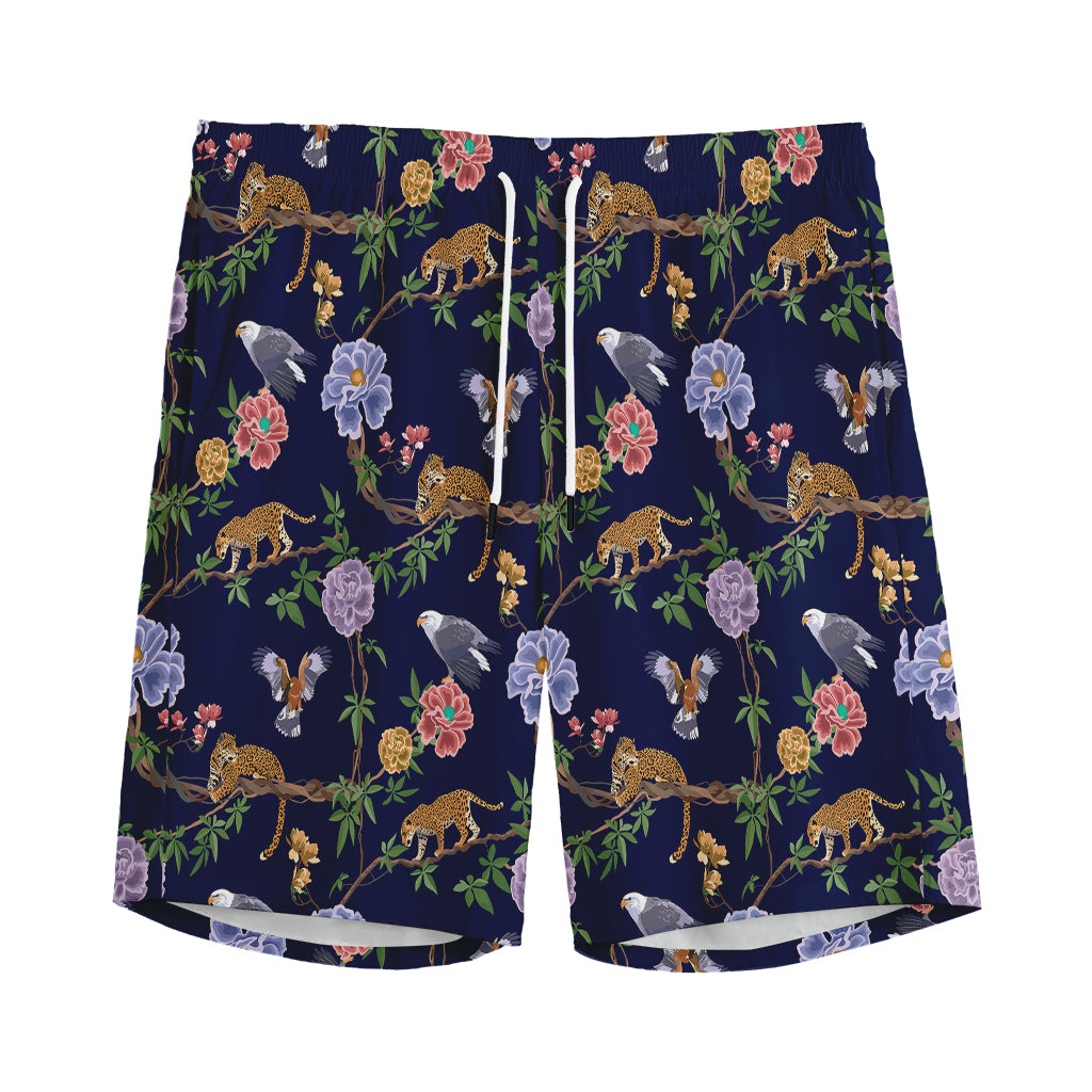 Eagle And Jaguar Pattern Print Men's Sports Shorts