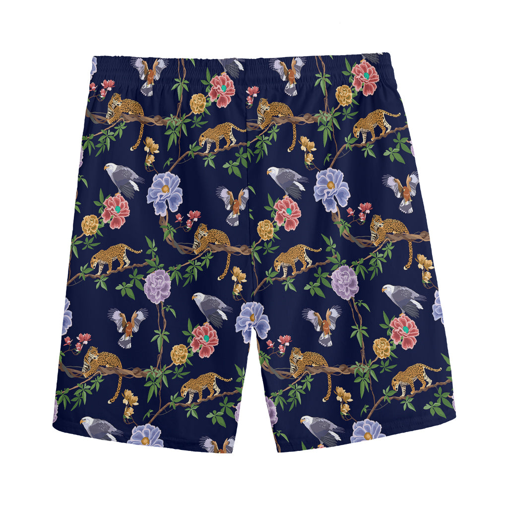 Eagle And Jaguar Pattern Print Men's Sports Shorts