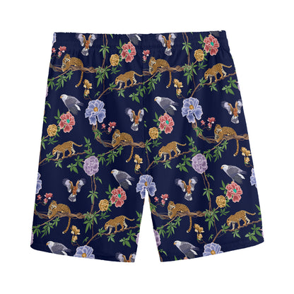 Eagle And Jaguar Pattern Print Men's Sports Shorts