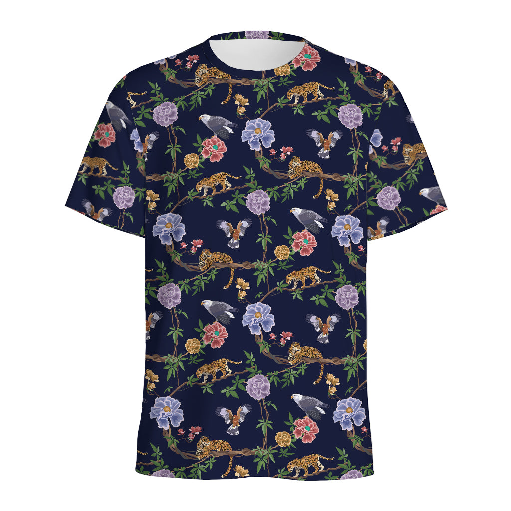 Eagle And Jaguar Pattern Print Men's Sports T-Shirt