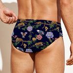 Eagle And Jaguar Pattern Print Men's Swim Briefs