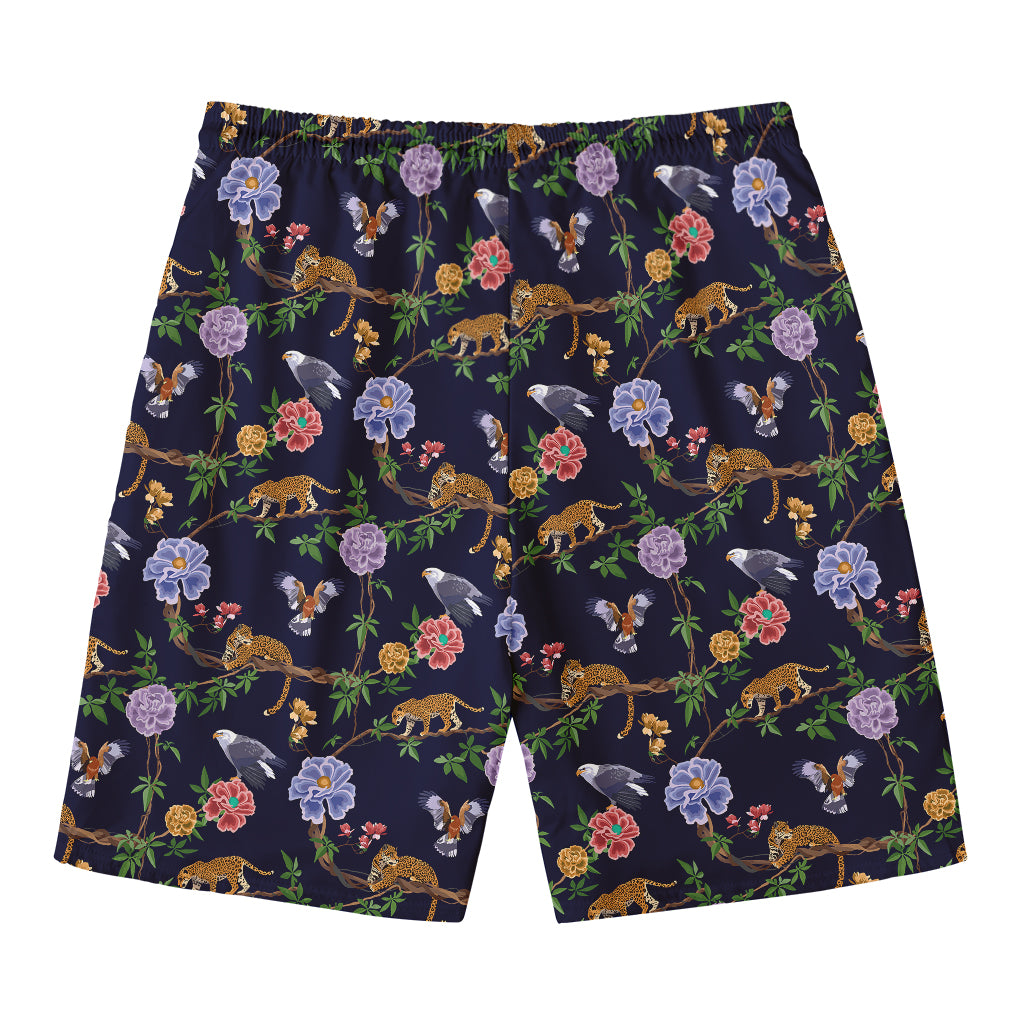 Eagle And Jaguar Pattern Print Men's Swim Trunks
