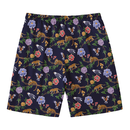 Eagle And Jaguar Pattern Print Men's Swim Trunks