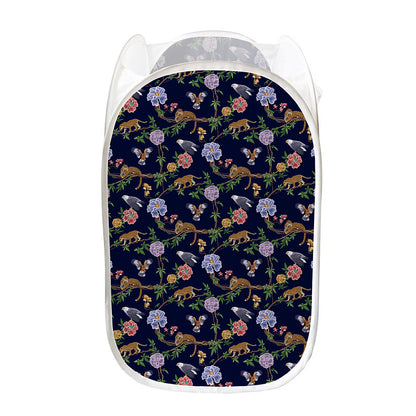 Eagle And Jaguar Pattern Print Mesh Laundry Hamper