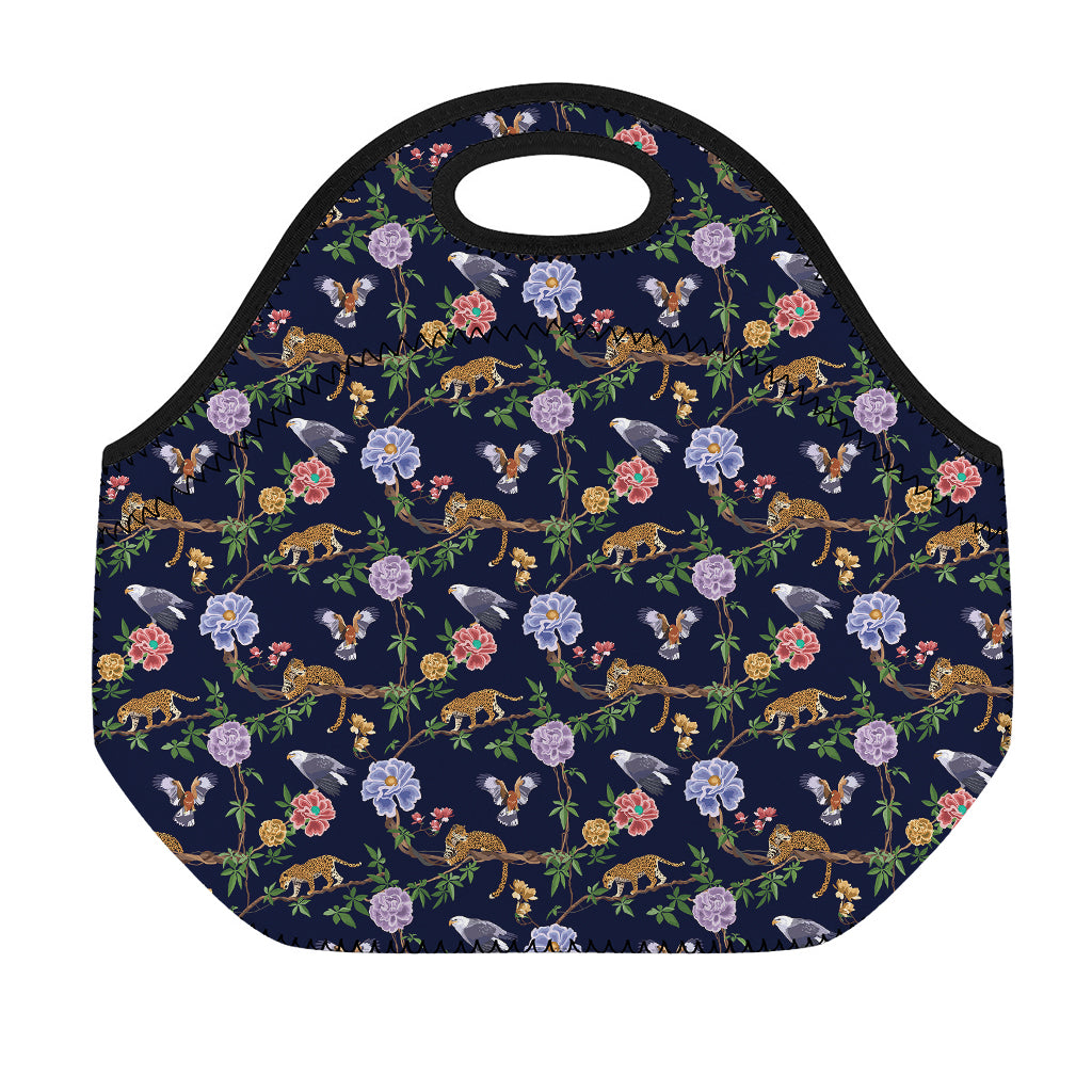 Eagle And Jaguar Pattern Print Neoprene Lunch Bag