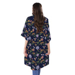 Eagle And Jaguar Pattern Print Open Front Beach Cover Up