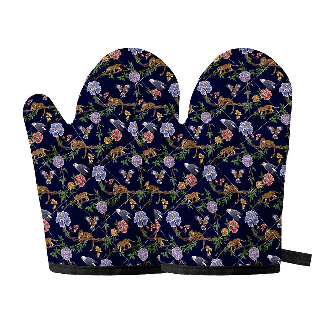 Eagle And Jaguar Pattern Print Oven Mitts