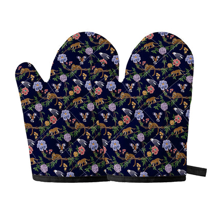 Eagle And Jaguar Pattern Print Oven Mitts