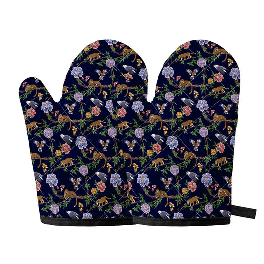Eagle And Jaguar Pattern Print Oven Mitts