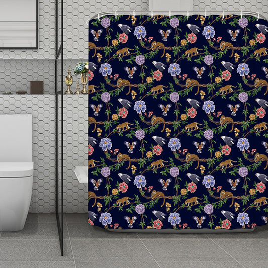 Eagle And Jaguar Pattern Print Polyester Shower Curtain