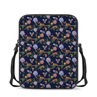 Eagle And Jaguar Pattern Print Rectangular Crossbody Bag