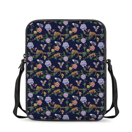 Eagle And Jaguar Pattern Print Rectangular Crossbody Bag