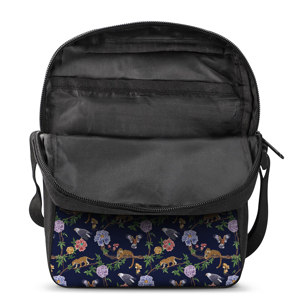 Eagle And Jaguar Pattern Print Rectangular Crossbody Bag