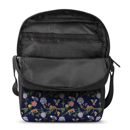 Eagle And Jaguar Pattern Print Rectangular Crossbody Bag