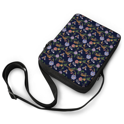 Eagle And Jaguar Pattern Print Rectangular Crossbody Bag