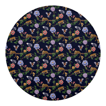 Eagle And Jaguar Pattern Print Round Blanket