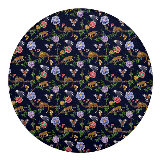 Eagle And Jaguar Pattern Print Round Blanket