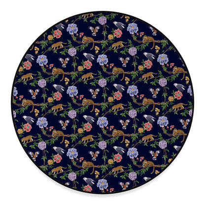 Eagle And Jaguar Pattern Print Round Floor Mat