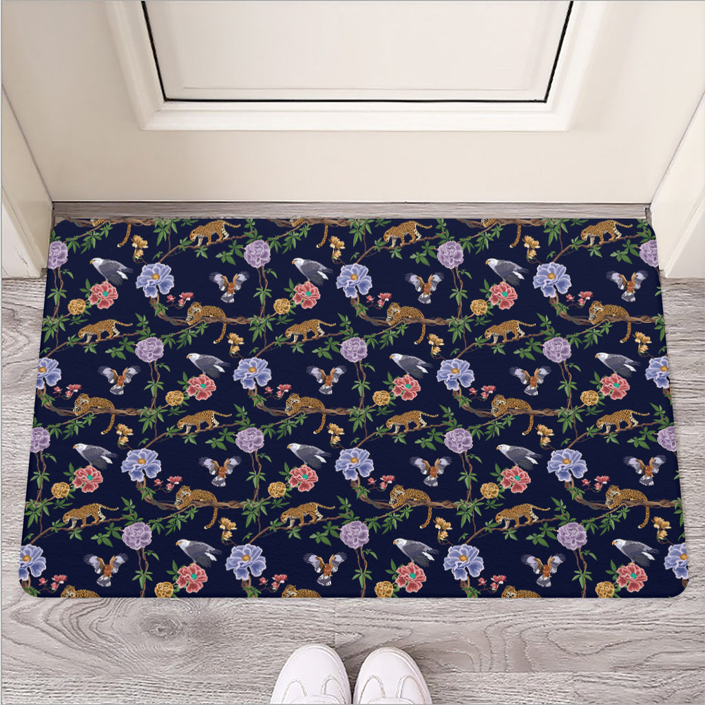 Eagle And Jaguar Pattern Print Rubber Doormat
