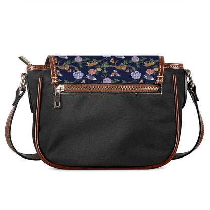 Eagle And Jaguar Pattern Print Saddle Bag