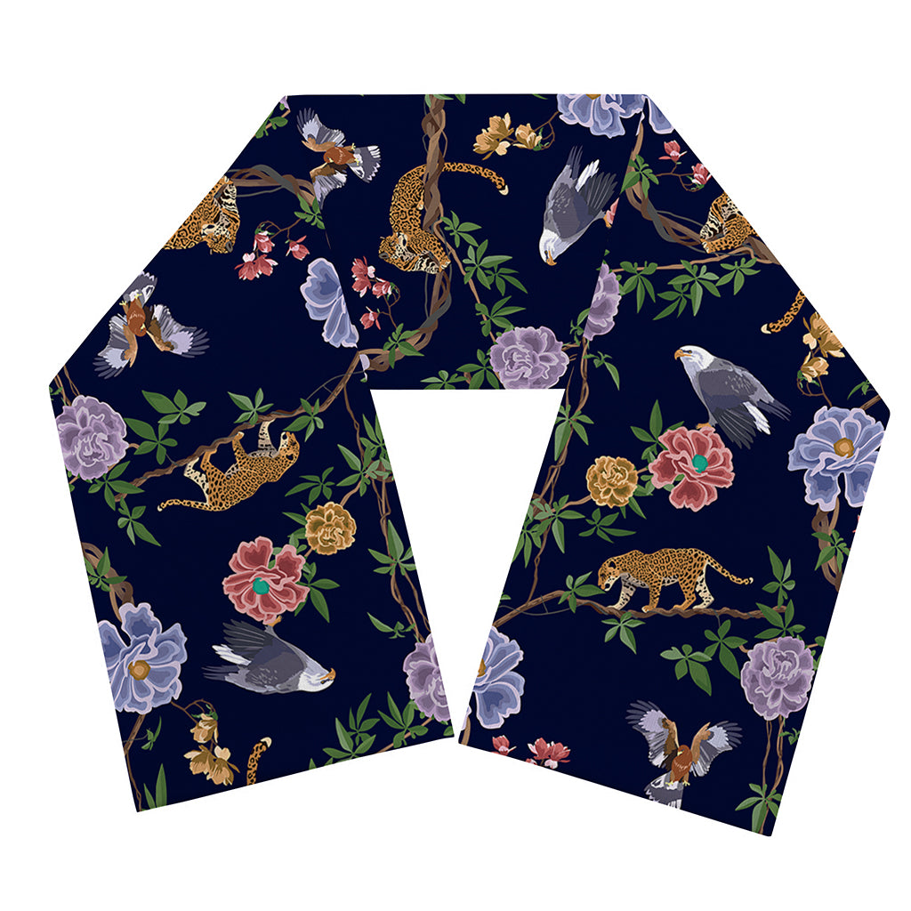 Eagle And Jaguar Pattern Print Scarf