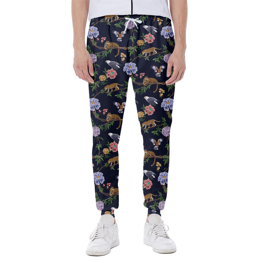 Eagle And Jaguar Pattern Print Scuba Joggers