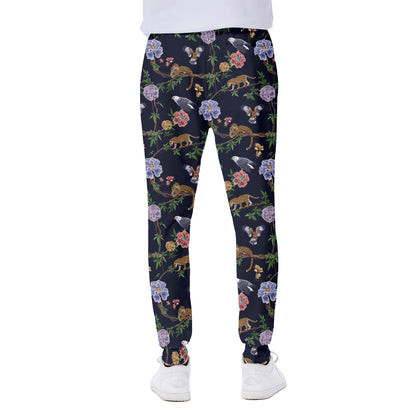 Eagle And Jaguar Pattern Print Scuba Joggers