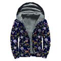 Eagle And Jaguar Pattern Print Sherpa Lined Zip Up Hoodie
