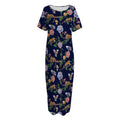 Eagle And Jaguar Pattern Print Short Sleeve Long Nightdress