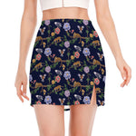 Eagle And Jaguar Pattern Print Side Slit Mini Skirt