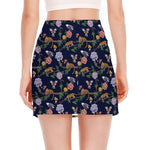 Eagle And Jaguar Pattern Print Side Slit Mini Skirt