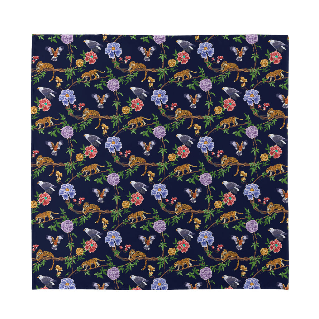 Eagle And Jaguar Pattern Print Silk Bandana