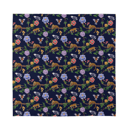 Eagle And Jaguar Pattern Print Silk Bandana