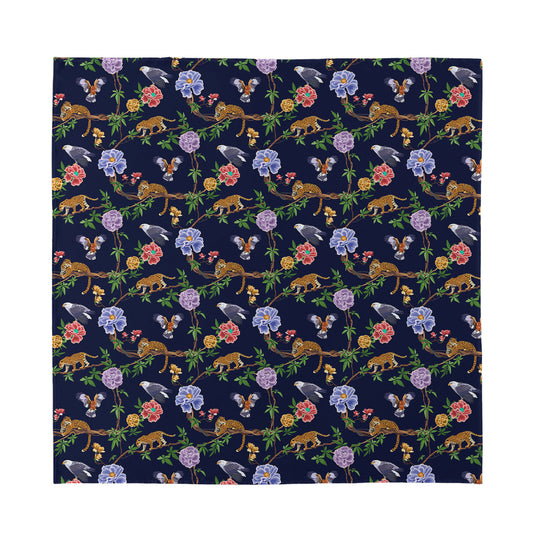 Eagle And Jaguar Pattern Print Silk Bandana
