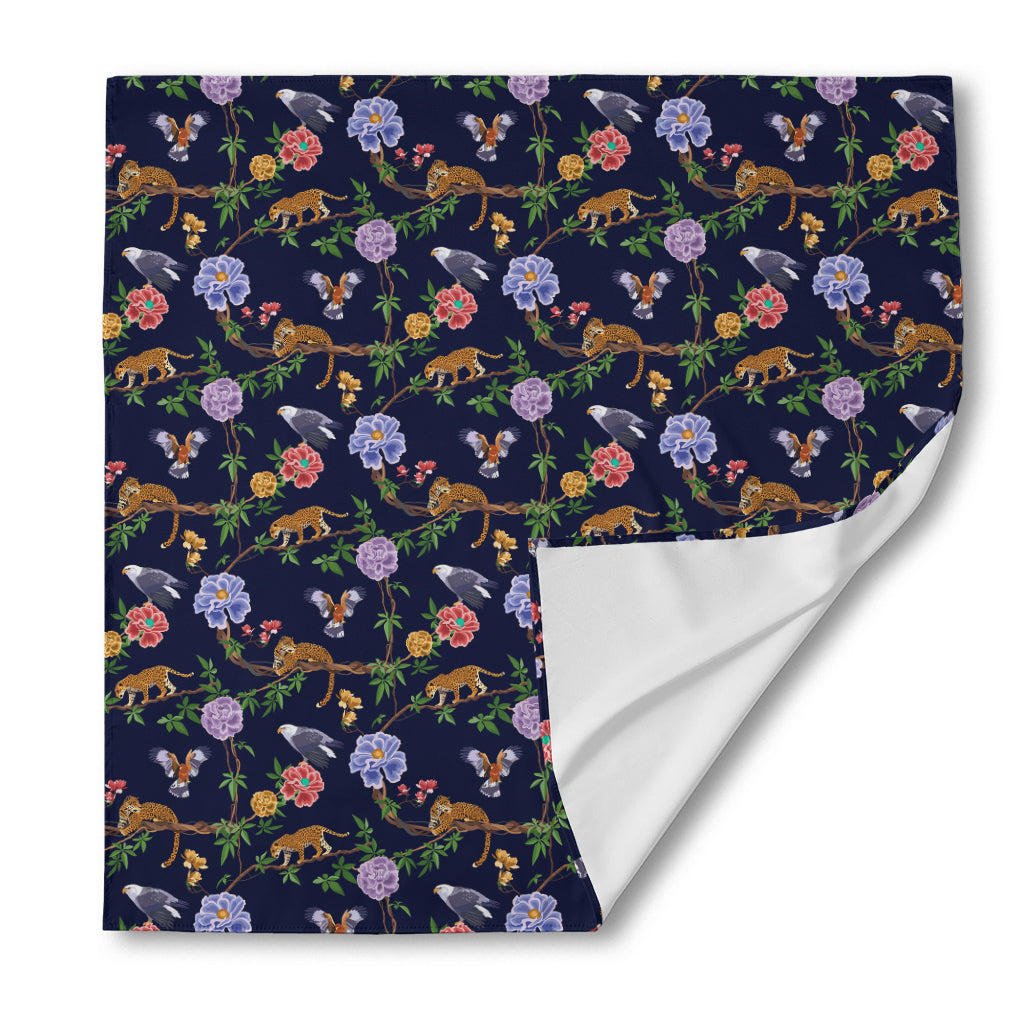 Eagle And Jaguar Pattern Print Silk Bandana