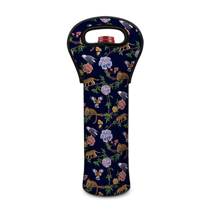 Eagle And Jaguar Pattern Print Single Neoprene Wine Tote