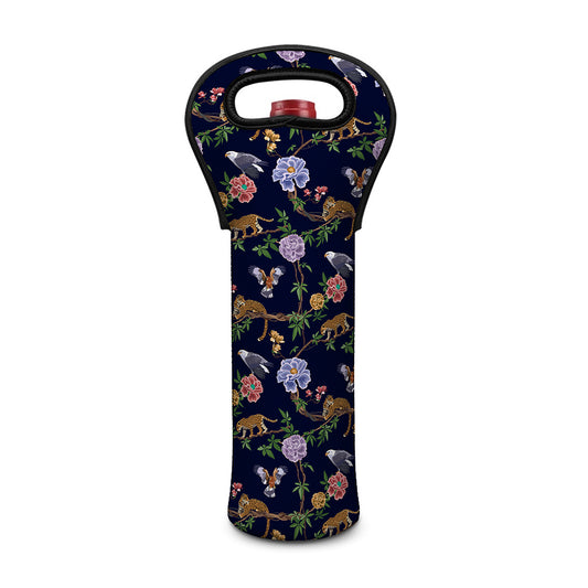 Eagle And Jaguar Pattern Print Single Neoprene Wine Tote