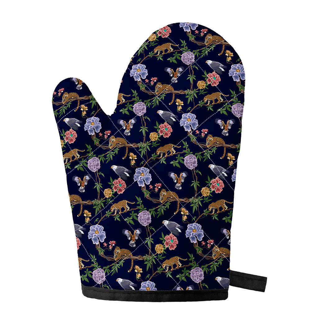 Eagle And Jaguar Pattern Print Single Oven Mitt