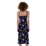 Eagle And Jaguar Pattern Print Slim Fit Midi Cami Dress