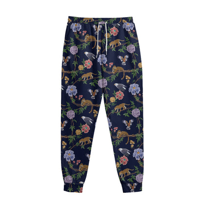 Eagle And Jaguar Pattern Print Sweatpants